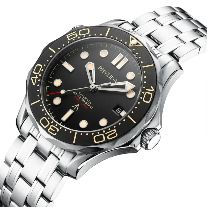 Professional Automatic Dive Watch with Sapphire Crystal and Mesh Bracelet 200M Water Resistant - Image 2
