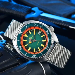 Professional Automatic Dive Watch with Sapphire Crystal and Stainless Steel Bracelet