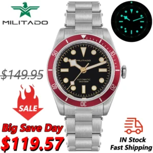 Vintage Automatic Dive Watch with NH35 Movement Sapphire Crystal C3 Luminous 38mm Stainless Steel