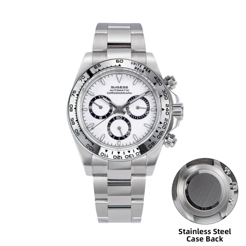 Professional Panda Dial Chronograph Automatic Watch with Ceramic Bezel and Stainless Steel Bracelet - Image 15