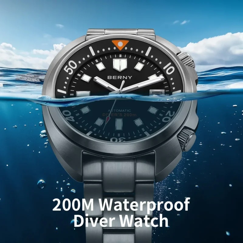Professional Automatic Dive Watch with Sapphire Crystal and Stainless Steel Bracelet - Image 2